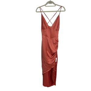 NWOT ASOS Corset Midi Dress Terracotta Size 14 Wedding Guest